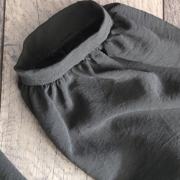 Zara Womens Oversized Xs Dark Green Ruffled Button-Up Dress - Picture 7 of 15